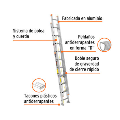 Escalera telescópica tipo II 20 escalones TRUPER - Imagen 3