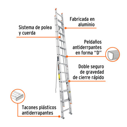 Escalera telescópica tipo II 24 escalones TRUPER - Imagen 2