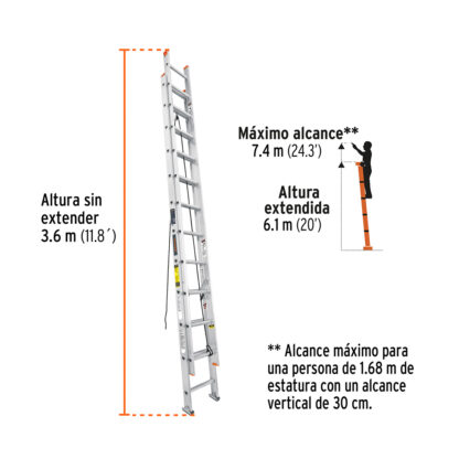 Escalera telescópica tipo II 24 escalones TRUPER - Imagen 3