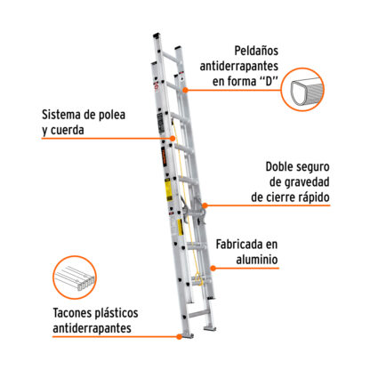 Escalera telescópica tipo III 16 escalones TRUPER - Imagen 2