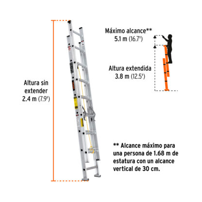 Escalera telescópica tipo III 16 escalones TRUPER - Imagen 3
