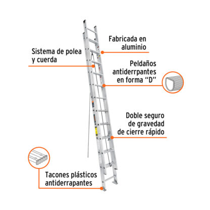 Escalera telescópica tipo III 24 escalones TRUPER - Imagen 2