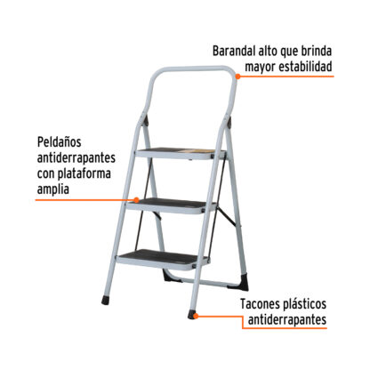 Escalerilla plegable de acero tipo III 3 escalones PRETUL - Imagen 3
