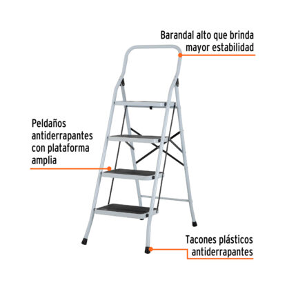 Escalerilla plegable de acero tipo III 4 escalones PRETUL - Imagen 3