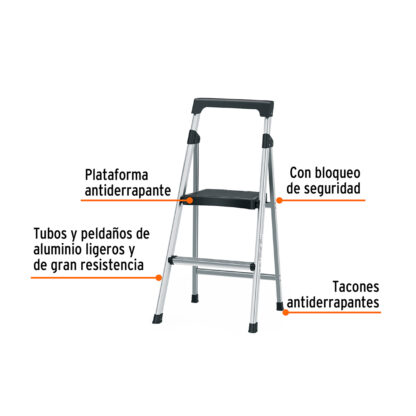 Escalerilla plegable de aluminio tipo III 2 escalones TRUPER - Imagen 2