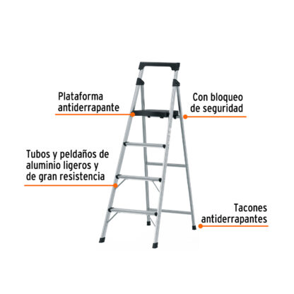 Escalerilla plegable de aluminio tipo III 4 escalones TRUPER - Imagen 2
