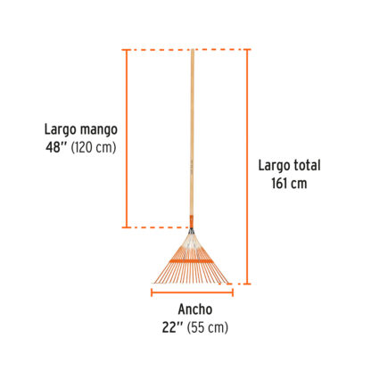 Escoba metálica para jardín recta, 22 dientes TRUPER - Imagen 2