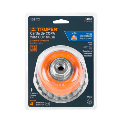 Escobilla tipo copa 4" alambre trenzado fino TRUPER - Imagen 3