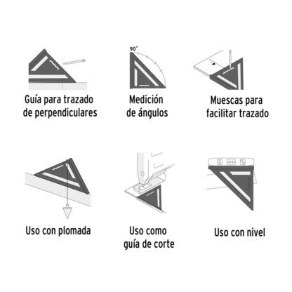 Escuadra 12" de aluminio para muros de yeso TRUPER - Imagen 3