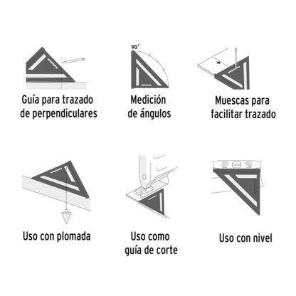 Escuadra 7" de aluminio para muros de yeso TRUPER - Imagen 3