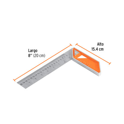 Escuadra 8" para carpintero, mango de aluminio TRUPER - Imagen 2