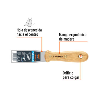 Espátula flexible 1" con mango de madera TRUPER - Imagen 2