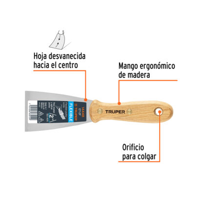 Espátula flexible 2" con mango de madera TRUPER - Imagen 2