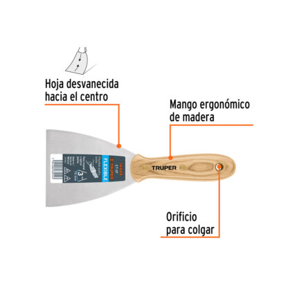 Espátula flexible 3" con mango de madera TRUPER - Imagen 2