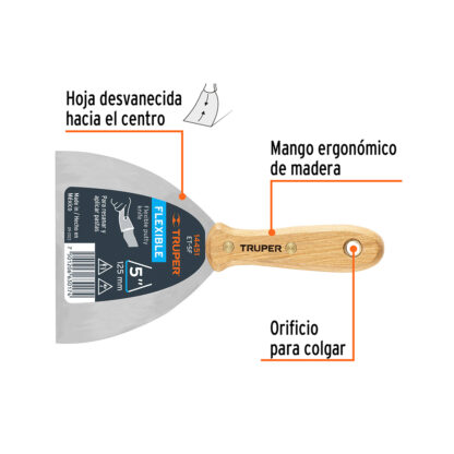 Espátula flexible 5" con mango de madera TRUPER - Imagen 2