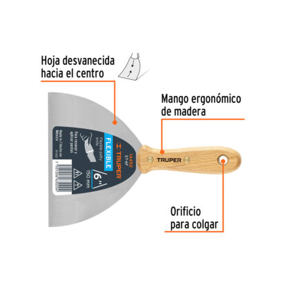 Espátula flexible 6" con mango de madera TRUPER - Imagen 2