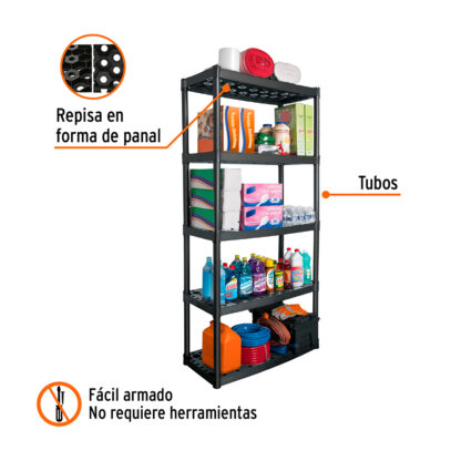 Estante plástico uso rudo, 5 repisas ventiladas TRUPER - Imagen 2
