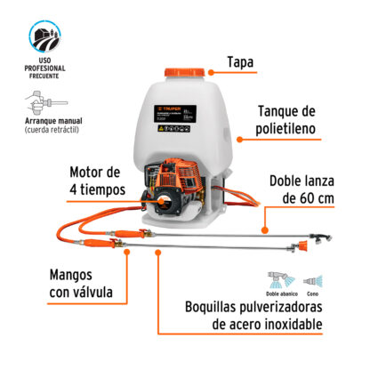Fumigador de 25 L con motor a gasolina de 4 tiempos TRUPER - Imagen 3