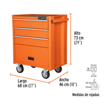 Gabinete metálico móvil, 4 cajones TRUPER - Imagen 3