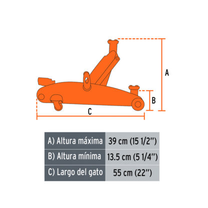 Gata hidráulica tipo lagarto 2.5 t maletín TRUPER - Imagen 3