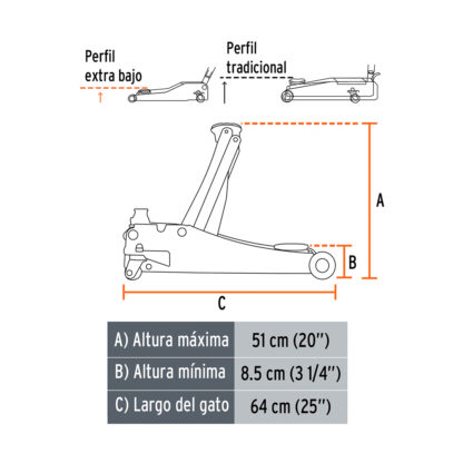 Gata hidráulica tipo lagarto 3 t profesional TRUPER - Imagen 3