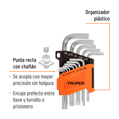 Juego 13 llaves allen std punta hexagonal con organizador TRUPER - Imagen 2