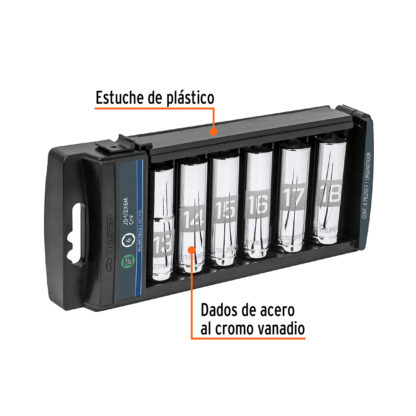 Juego 6 dados tubulares cuadro 1/2" mm TRUPER - Imagen 2