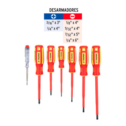 Juego 6 desarmadores dieléctricos y 1 probador de corriente TRUPER - Imagen 2