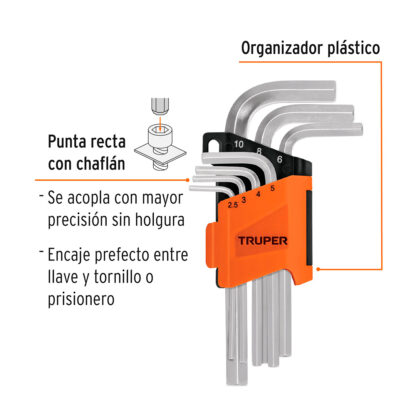Juego 7 llaves allen mm punta hexagonal con organizador TRUPER - Imagen 2