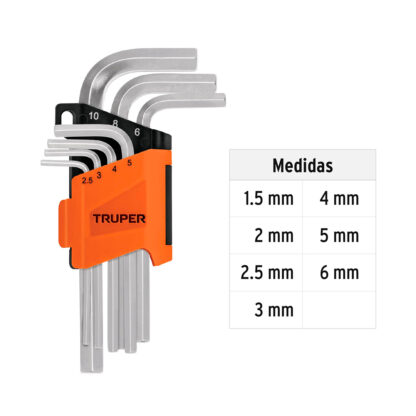Juego 7 llaves allen mm punta hexagonal con organizador TRUPER - Imagen 3