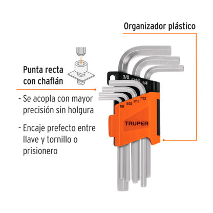 Juego 7 llaves allen std punta hexagonal con organizador TRUPER - Imagen 2