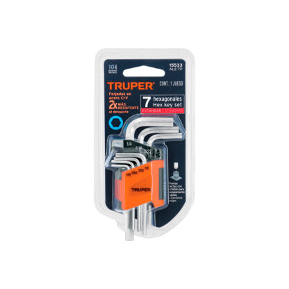 Juego 7 llaves allen std punta hexagonal con organizador TRUPER - Imagen 4