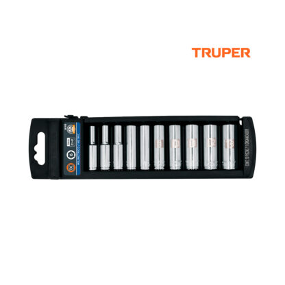 Juego de 10 dados tubulares cuadro 1/4" TRUPER