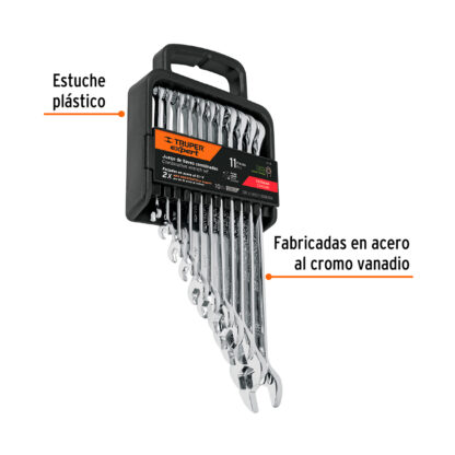 Juego de 11 llaves extralargas mixtas pulidas std TRUPER - Imagen 2