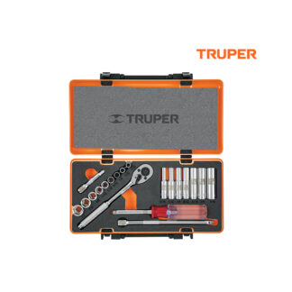 Juego de 20 herramientas para mecánico, cuadro 1/4" std TRUPER