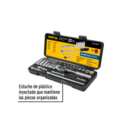 Juego de 22 herramientas para mecánico 1/4" mm PRETUL - Imagen 4