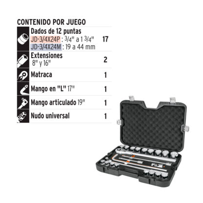 Juego de 23 herramientas cuadro 3/4" std para mecánico TRUPER - Imagen 3