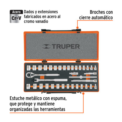 Juego de 36 herramientas para mecánico, cuadro 3/8" std y mm TRUPER - Imagen 4
