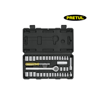 Juego de 39 herramientas para mecánico 1/4" y 3/8" PRETUL