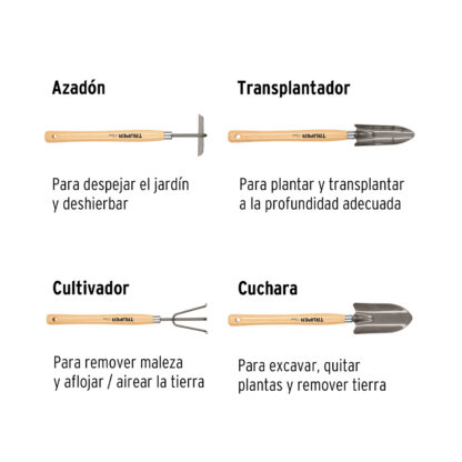 Juego de 4 herramientas para jardín, mangos 31 cm TRUPER - Imagen 4