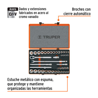 Juego de 42 herramientas para mecánico, cuadro 1/2" std y mm TRUPER - Imagen 4