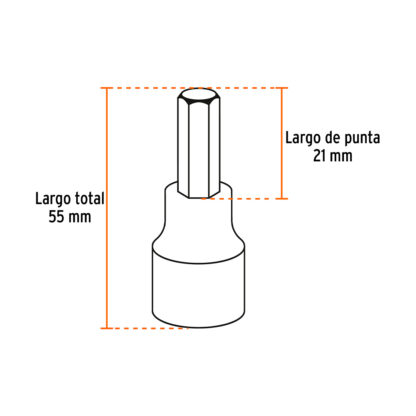 Juego de 6 dados cuadro 1/2" punta hexagonal TRUPER - Imagen 3