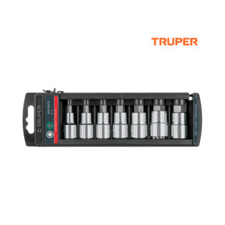 Juego de 7 dados cuadro 1/2" punta hexagonal pulgadas TRUPER