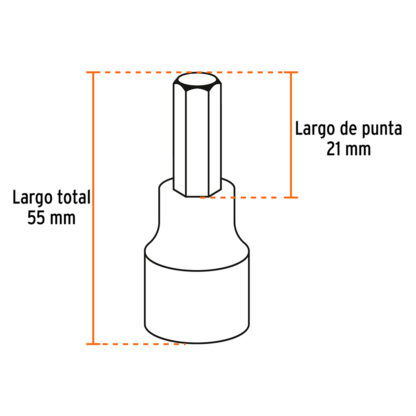 Juego de 7 dados cuadro 1/2" punta hexagonal pulgadas TRUPER - Imagen 3