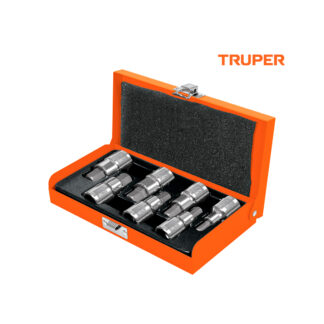 Juego de 7 dados cuadro 1/2" punta hexagonal TRUPER
