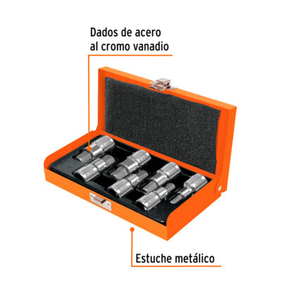 Juego de 7 dados cuadro 1/2" punta hexagonal TRUPER - Imagen 2