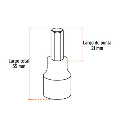 Juego de 7 dados cuadro 1/2" punta hexagonal TRUPER - Imagen 3