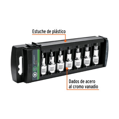 Juego de 7 dados cuadro 1/2" punta torx TRUPER - Imagen 2