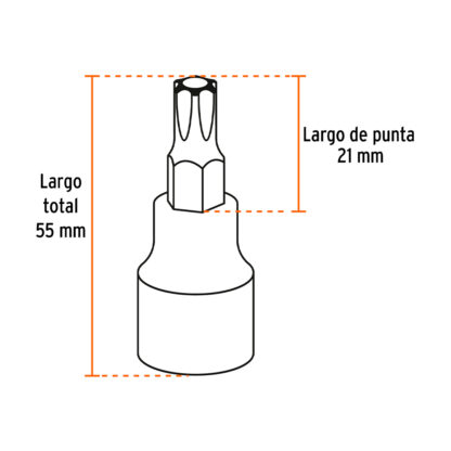 Juego de 7 dados cuadro 1/2" punta torx TRUPER - Imagen 3