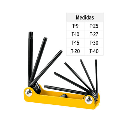 Juego de 8 llaves torx tipo navaja, cuerpo de lámina PRETUL - Imagen 2